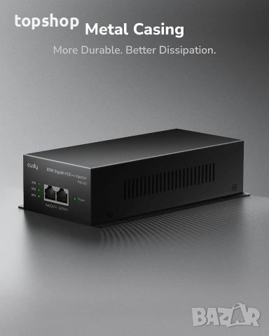 Чисто нов запечатан в целофан Gigabit PoE++ инжектор Cudy POE350 90W  Продавам чисто нов, неизползва, снимка 10 - Мрежови адаптери - 55272886