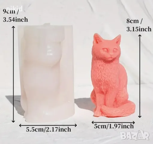 3D Котка коте подвита опашка отпред силиконов молд форма смола шоколад смола гипс свещ декор