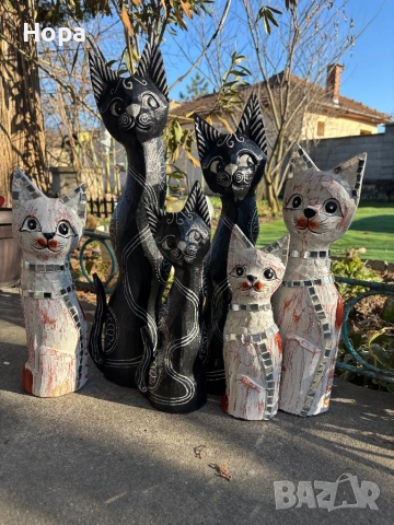 Котки от дърво , снимка 3 - Статуетки - 32318985