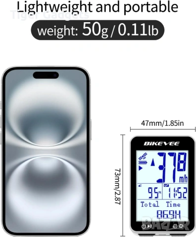 Bikevee BKV-310 GPS Велокомпютър – Безжичен, 2.4" дисплей, IPX7, Автоматична подсветка, снимка 4 - Аксесоари за велосипеди - 54939782
