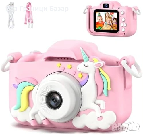 Нов Фотоапарат за деца 48MP 1080P с предна и задна камера IPS екран селфи калъф