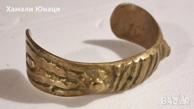 Старинна ръчно направена гривна рогатка, снимка 3 - Антикварни и старинни предмети - 54754351