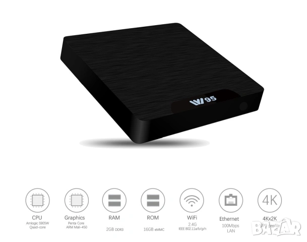 Android TV Box W95 с 2GB RAM и 16GВ ROM, процесор Amlogic S905W