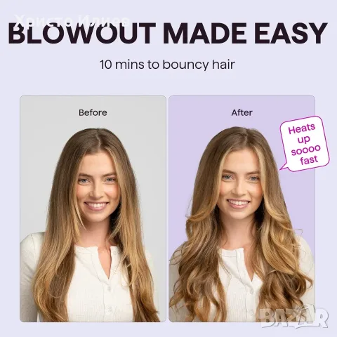 Термочетка Wavytalk Blowout Boost 38 мм Кръгла Четка с горещ въздух с дисплей, снимка 3 - Маши за коса - 55491871