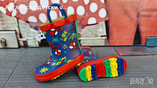 Английски детски гумени ботуши на George,със Spiderman, снимка 6 - Детски боти и ботуши - 54445707