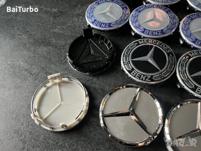 Капачки за джанти мерцедес/mercedes  и емблеми(75мм + 55мм), снимка 4 - Аксесоари и консумативи - 54317631