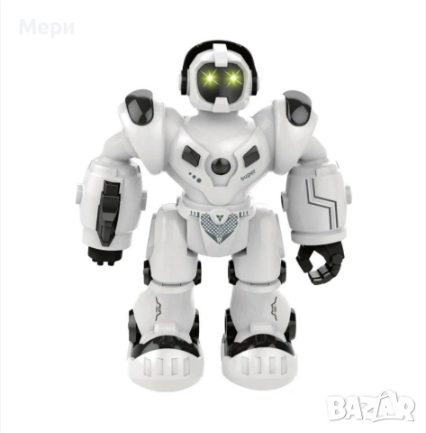 Играчка робот с движеща се музика и светлини, черен/бял 