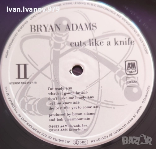 Vinyl (Bryan Adams - Cuts Like A Knife), снимка 3 - Грамофонни плочи - 55124082