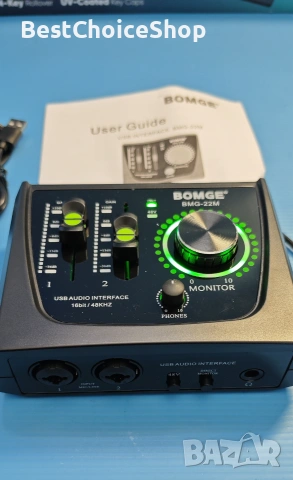 2-канален USB аудио интерфейс XLR 48V фантомно захранване за запис и стрийминг – Мини, снимка 3 - Ресийвъри, усилватели, смесителни пултове - 55066298