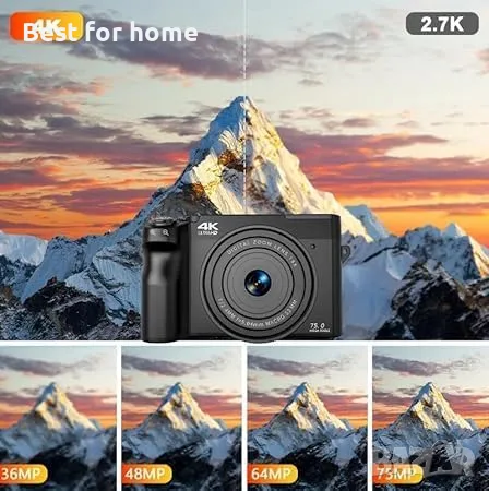 Оригинален цифров фотоапарат Zoomix (64GB, черен), снимка 3 - Фотоапарати - 55577159