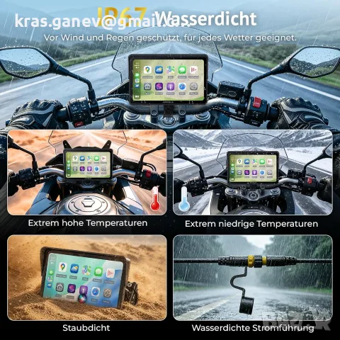 5" Мото CarPlay / Android Auto дисплей с TPMS – IP67 водоустойчив, снимка 5 - Аксесоари и консумативи - 55351509
