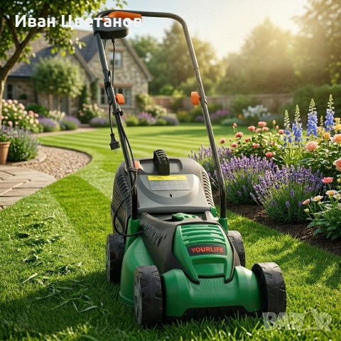 Електрическа косачка за трева 1600W – Лека и мощна, 32 см ширина, 30L кош, 3 нива на косене