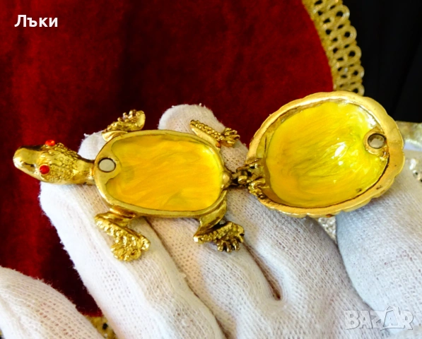 Позлатена кутийка за бижута Костенурка,камъни. , снимка 4 - Други - 54654791