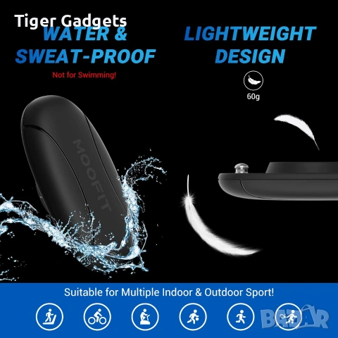 Moofit HR8 Монитор за сърдечен ритъм с гръден колан – Bluetooth 5.0 и ANT+, снимка 4 - Други спортове - 55014488