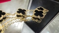 Van Cleef & Arpels VCA 5 Motifs Gold Black Onyx Vintage Alhambra Дамска Гривна, снимка 7