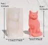 3D Котка коте подвита опашка отпред силиконов молд форма смола шоколад смола гипс свещ декор, снимка 1