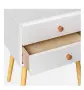 Нощно шкафче с 2 чекмеджета и 4 крака, бял MDF дърво, снимка 3