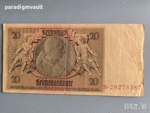 Райх банкнота - Германия - 20 марки | 1929г., снимка 2 - Нумизматика и бонистика - 54905381