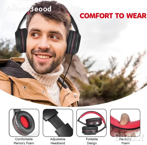 Rydohi Bluetooth Over-Ear Безжични слушалки с микрофон – 68 часа работа, Bluetooth, 3 EQ режима, снимка 2 - Bluetooth слушалки - 55537516