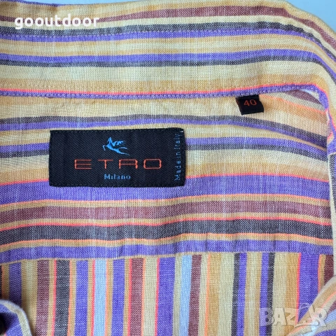 Etro Multicoloured Striped Linen Shirt (40), снимка 4 - Ризи - 55005505