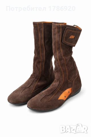 Дамски велурени ботуши с оранжеви детайли - спортна елегантност! 