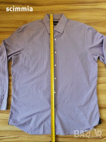 Мъжка риза Tommy Hilfiger Tailored Fit лилава карирана риза размер XL 100% памук, снимка 12 - Ризи - 54728319