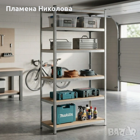 Професионален метален стелаж HÖGLER 222x110x50 см – 6 Рафта, до 1050 кг, регулируема височина, снимка 2 - Други - 55006316