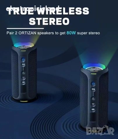 🚀 Мощна 40W Bluetooth Стерео Колонка Ortizan X8 Pro | 30ч Батерия | IPX7 | RGB светлини | TF карта, снимка 2 - Bluetooth тонколони - 54610971