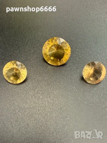 Комплект естествени цитрини 6.95 ct – централен камък 3.45 ct + чифт 1.75 ct , снимка 2 - Бижутерийни комплекти - 55483308