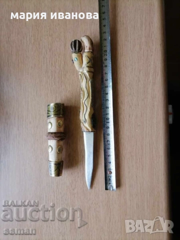 стар нож с чемшир украса змия шило, снимка 2 - Други ценни предмети - 54946734