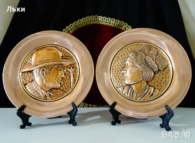 Медна чиния за стена,пано с портрет на дама,лице,профил. , снимка 3 - Антикварни и старинни предмети - 54045550