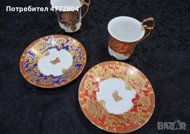 Vintage k&k Vienna porcelain Комплект 2бр .двоен сет  за еспресо/късо кафе , снимка 3 - Антикварни и старинни предмети - 54419595