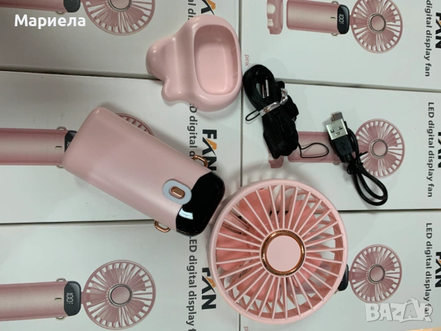 Вентилатор, 5 скорости, LED, Преносим, Type-C зареждане, с кабел за зареждане, снимка 5 - Други стоки за дома - 54076779