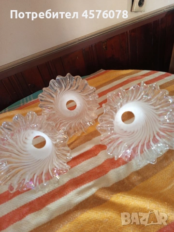 6 броя дебелостенни и масивни стъклени абажура за полюлей 