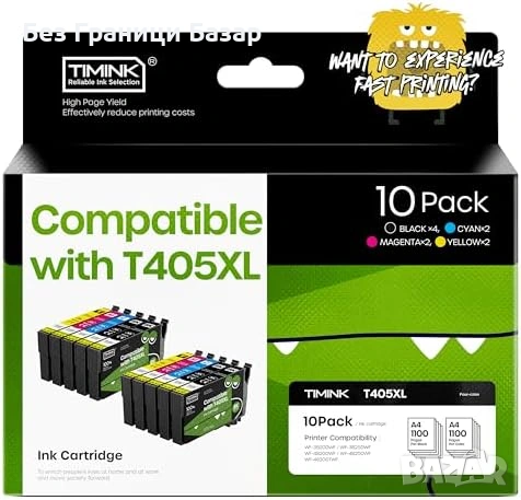 Нови T405XL Съвместими Мастилени Касети 10 броя за Epson WF-7830 WF-7840 принтер тонер мастило печат