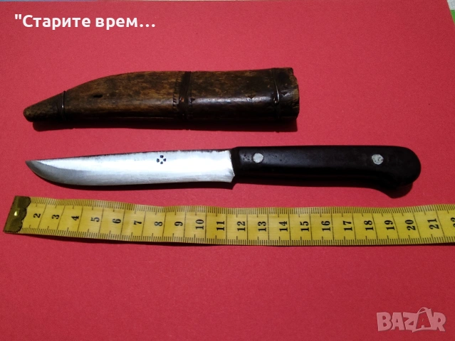 Стар Овчарски Нож с Дървена Кания , снимка 3 - Антикварни и старинни предмети - 53965172