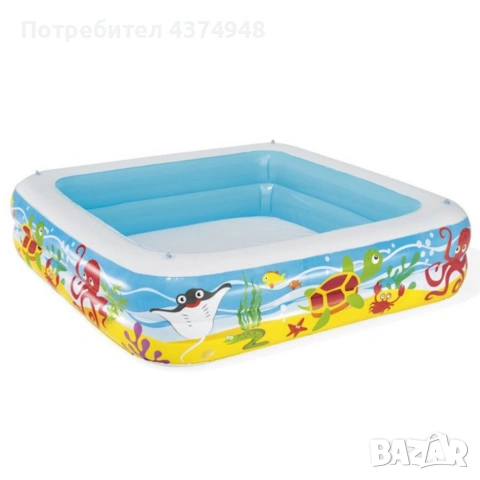 Надуваем детски басейн с подвижен сенник – Защита от слънце, 140 x 140 x 114 см, 265 л, снимка 3 - Други стоки за дома - 55013024