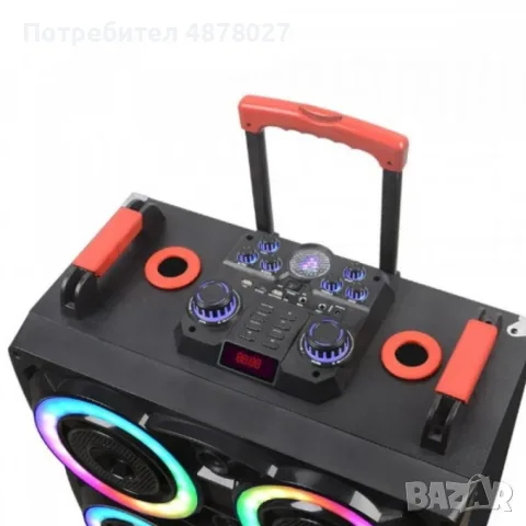 Безжична светеща караоке тонколона 4x8 инча NDR-8888, снимка 4 - Тонколони - 55626225