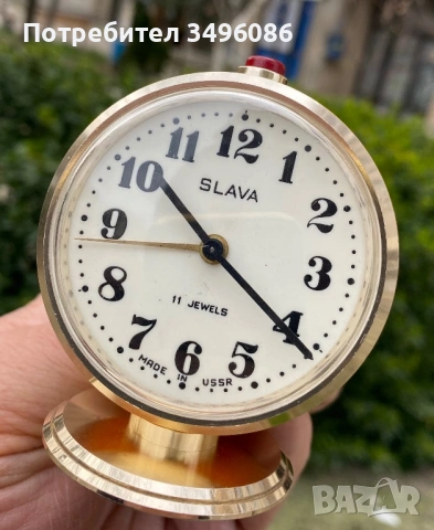 Стар съветски механичен будилник СЛАВА 11 камъка, снимка 18 - Колекции - 54058934