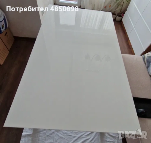 Маса 90/150см - бял гланц, снимка 2 - Маси - 54823050