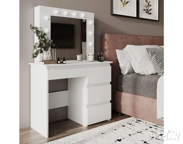 Бяла тоалетка Beauty с лед осветление