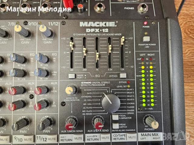 Миксер Mackie DFX-12 Смесителен пулт 12-канален миксер Mackie DFX-12 – Вграден еквалай, снимка 6 - Ресийвъри, усилватели, смесителни пултове - 55346118
