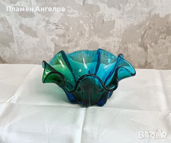Купа/фруктиера от цветно арт стълло Мурано/ Мurano Art Glass. , снимка 2 - Вази - 54814118