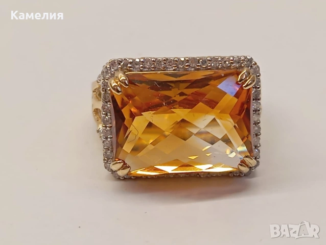 Руско злато. Пръстен с брилианти. , снимка 6 - Пръстени - 55241200