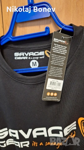 риболовна  фланелка Savage Gear черна размер М 15 евро Нова, снимка 5 - Тениски - 54452600