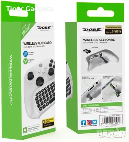 Безжична QWERTY клавиатура DOBE 2.4G за Xbox One S, Xbox Series X и Series S, Бяла, снимка 3 - Аксесоари - 55324727
