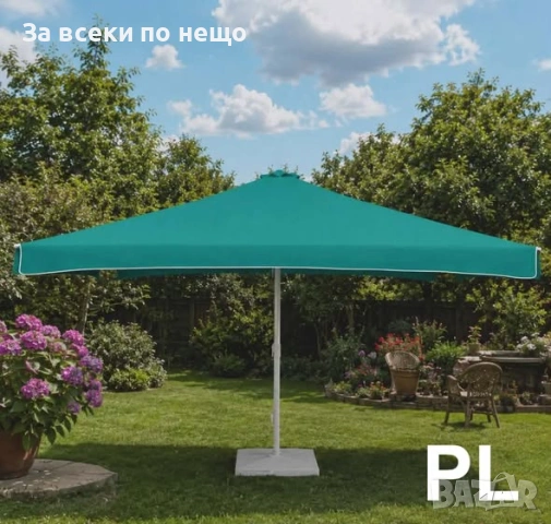 Голям градински чадър 2,40 x 2,40 м – Син и Зелен | UV защита и здрава конструкция Код P2693, снимка 3 - Градински мебели, декорация  - 55054578