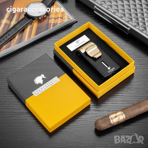 COHIBA запалка за пури – 2 Jet пламъка, вградена резачка и пънч, снимка 5 - Запалки - 55224976