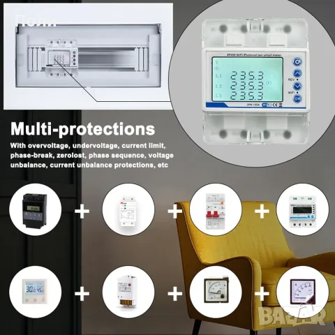WiFi 3P4W Smart Photovoltaic Meter Смарт Соларен Електромер, снимка 3 - Друга електроника - 55498595