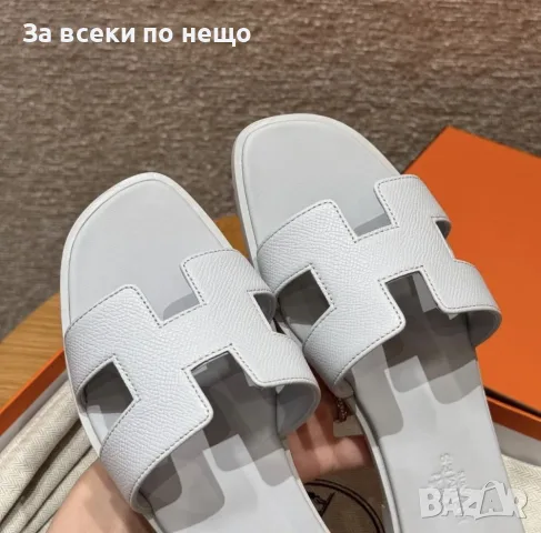 Hermes Oran White Дамски Бели Чехли 100% Естествена Кожа Код ch, снимка 4 - Чехли - 55410955